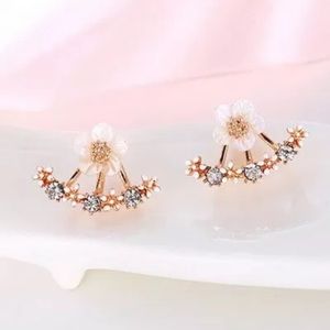 Crystal stud flower earrings